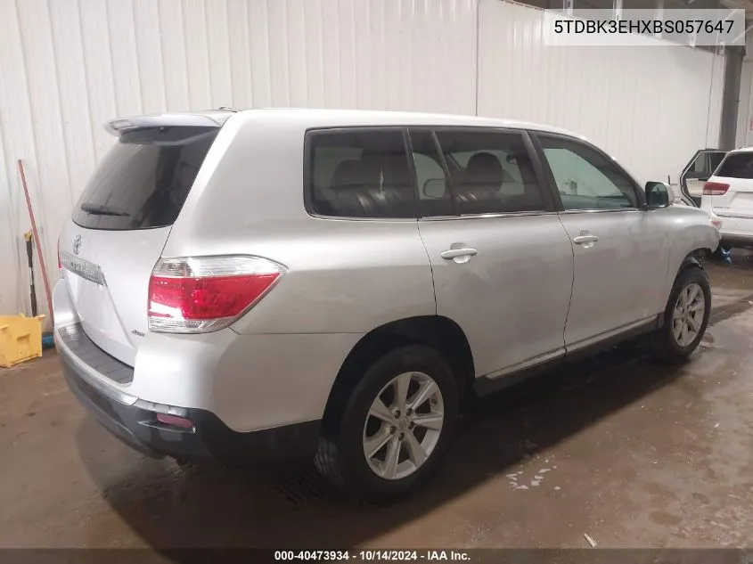 5TDBK3EHXBS057647 2011 Toyota Highlander Base V6