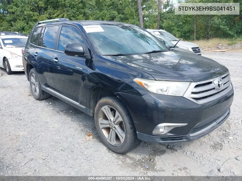 2011 Toyota Highlander Limited V6 VIN: 5TDYK3EH9BS041451 Lot: 40490287