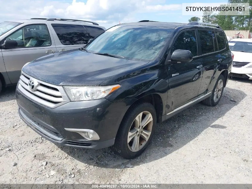 2011 Toyota Highlander Limited V6 VIN: 5TDYK3EH9BS041451 Lot: 40490287