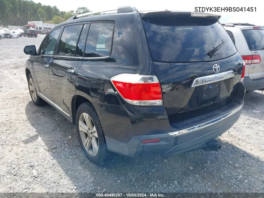 2011 Toyota Highlander Limited V6 VIN: 5TDYK3EH9BS041451 Lot: 40490287