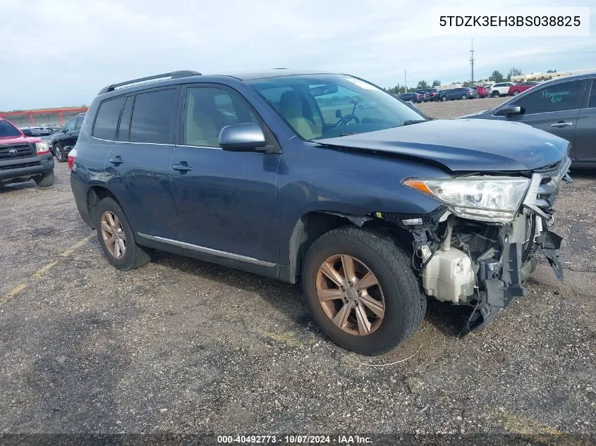 2011 Toyota Highlander Base V6 VIN: 5TDZK3EH3BS038825 Lot: 40492773