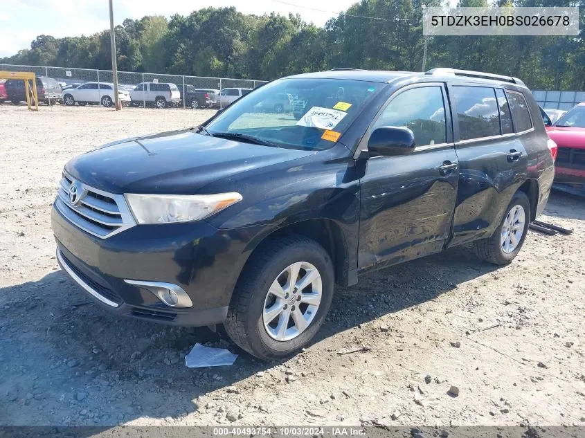 2011 Toyota Highlander Base V6 VIN: 5TDZK3EH0BS026678 Lot: 40493754