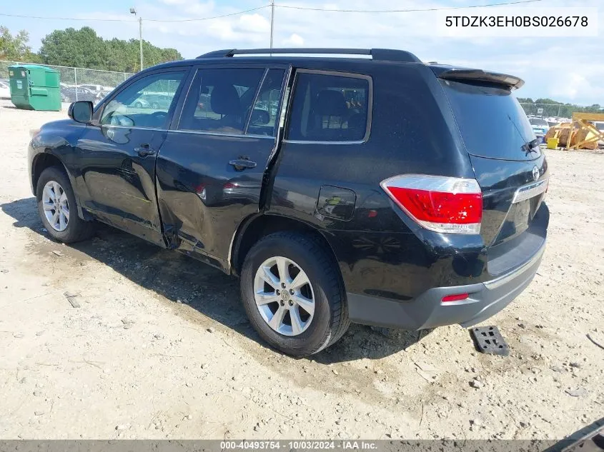 2011 Toyota Highlander Base V6 VIN: 5TDZK3EH0BS026678 Lot: 40493754