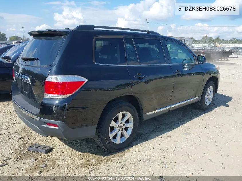 2011 Toyota Highlander Base V6 VIN: 5TDZK3EH0BS026678 Lot: 40493754