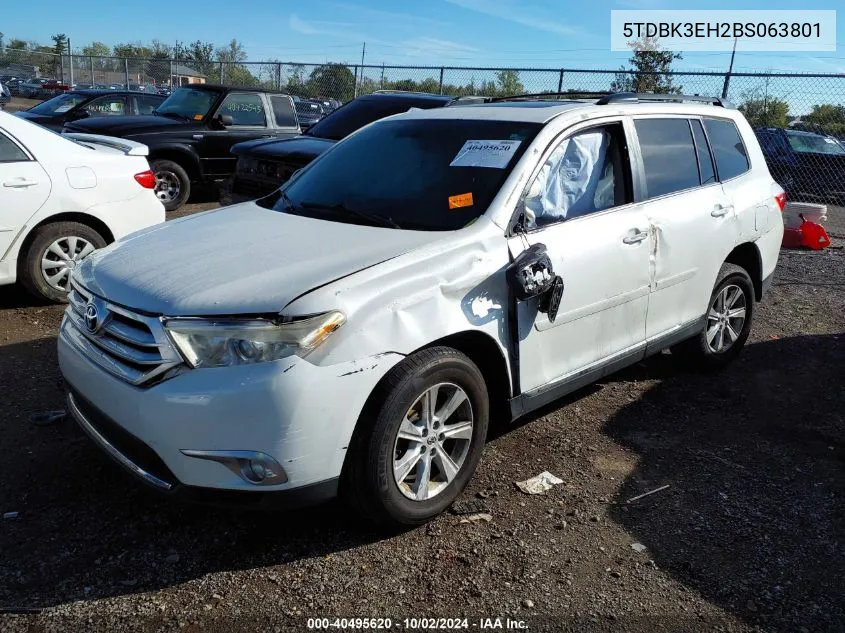 2011 Toyota Highlander Se V6 VIN: 5TDBK3EH2BS063801 Lot: 40495620