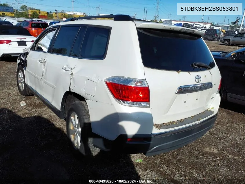 2011 Toyota Highlander Se V6 VIN: 5TDBK3EH2BS063801 Lot: 40495620