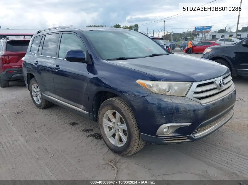 2011 Toyota Highlander VIN: 5TDZA3EH9BS010286 Lot: 40509647