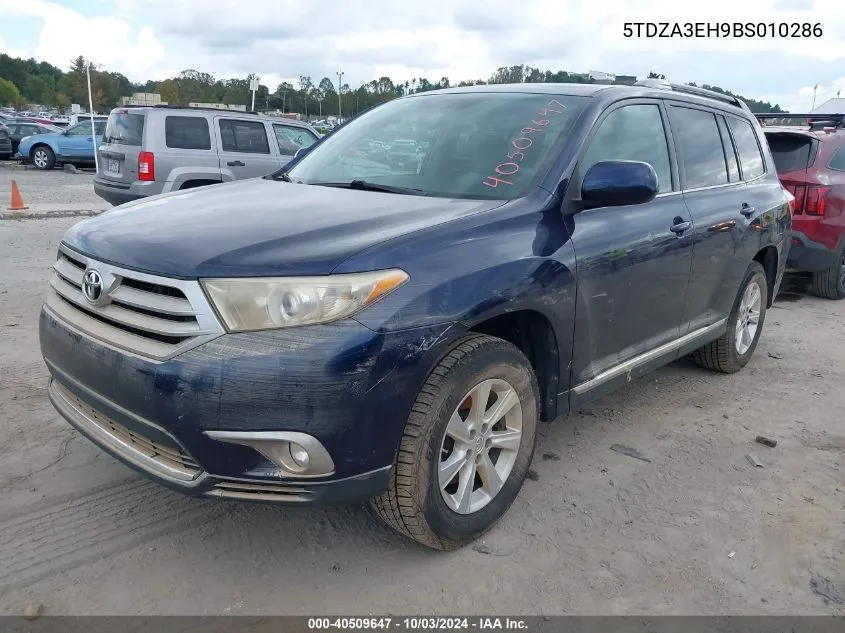 2011 Toyota Highlander VIN: 5TDZA3EH9BS010286 Lot: 40509647