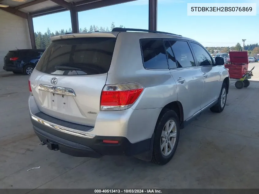 2011 Toyota Highlander Base V6 VIN: 5TDBK3EH2BS076869 Lot: 40513413