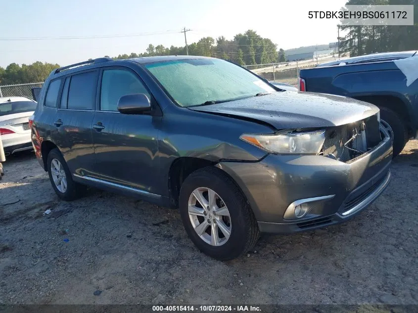 2011 Toyota Highlander Se VIN: 5TDBK3EH9BS061172 Lot: 40515414