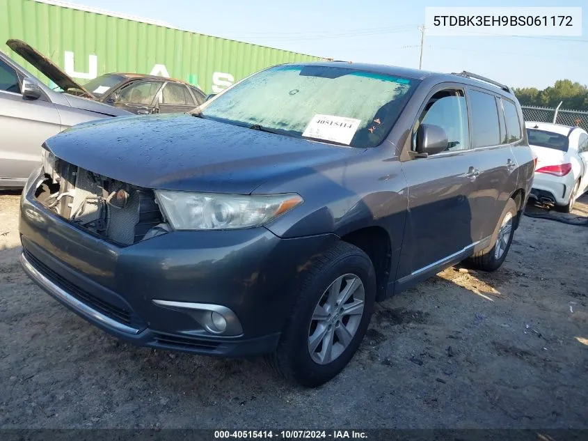 2011 Toyota Highlander Se VIN: 5TDBK3EH9BS061172 Lot: 40515414