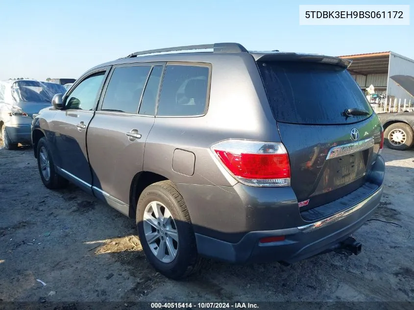 2011 Toyota Highlander Se VIN: 5TDBK3EH9BS061172 Lot: 40515414