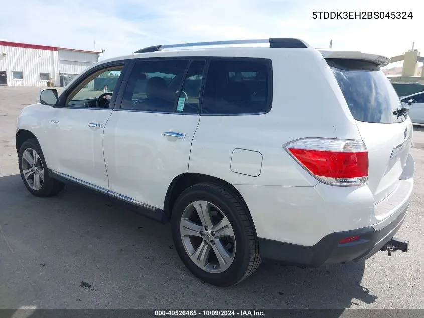 2011 Toyota Highlander Limited V6 VIN: 5TDDK3EH2BS045324 Lot: 40526465