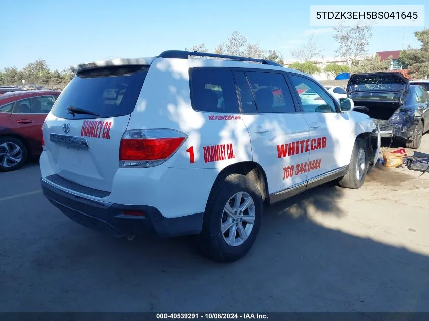 2011 Toyota Highlander Se VIN: 5TDZK3EH5BS041645 Lot: 40539291