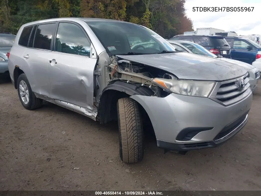 2011 Toyota Highlander Base V6 VIN: 5TDBK3EH7BS055967 Lot: 40558414