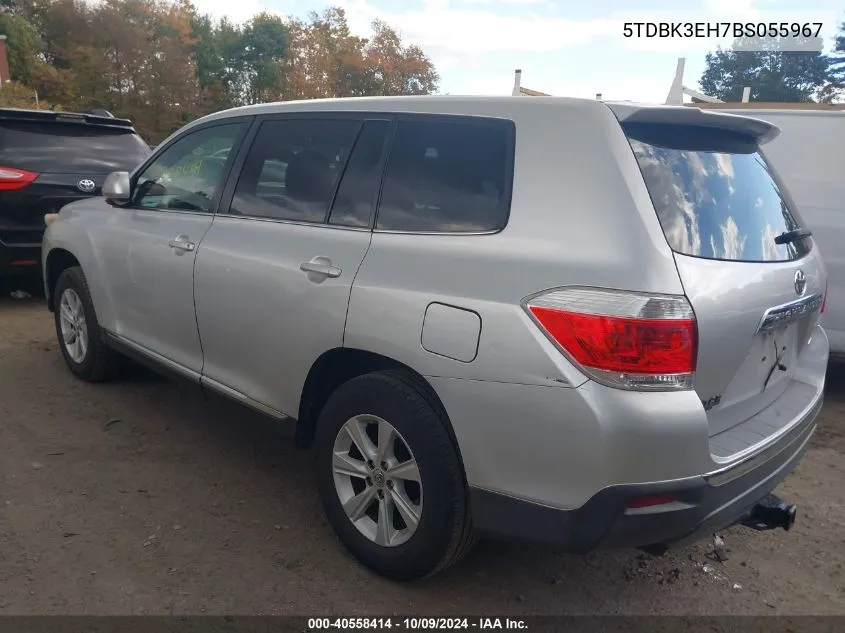 2011 Toyota Highlander Base V6 VIN: 5TDBK3EH7BS055967 Lot: 40558414