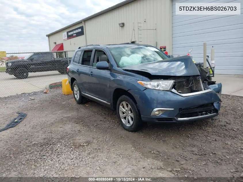 2011 Toyota Highlander Se V6 VIN: 5TDZK3EH6BS026703 Lot: 40595049