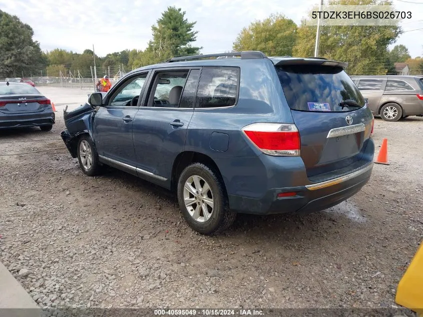 2011 Toyota Highlander Se V6 VIN: 5TDZK3EH6BS026703 Lot: 40595049