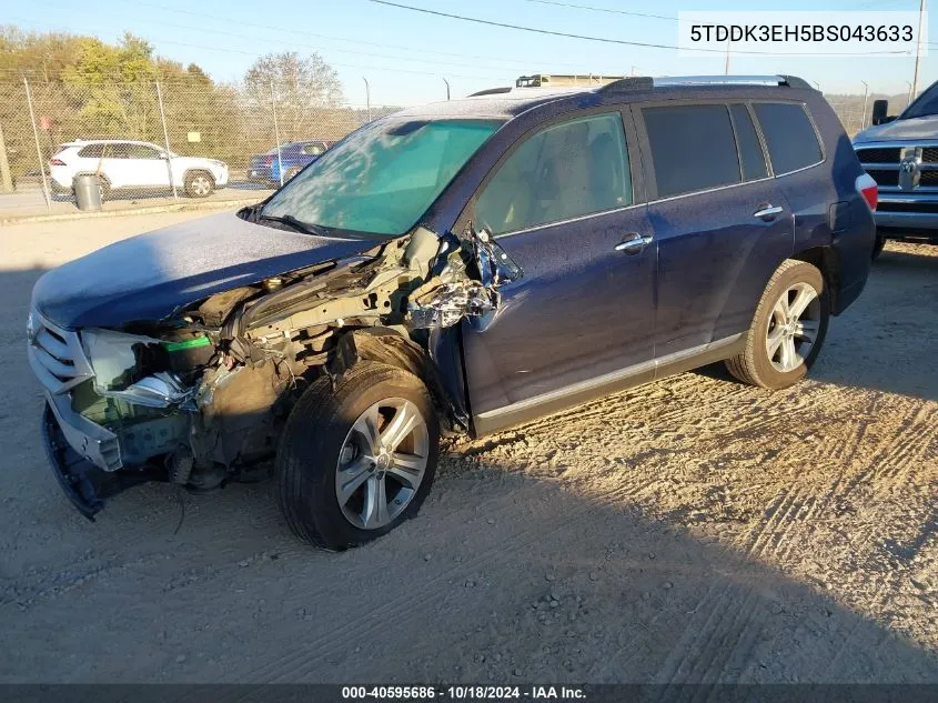 2011 Toyota Highlander Limited V6 VIN: 5TDDK3EH5BS043633 Lot: 40595686