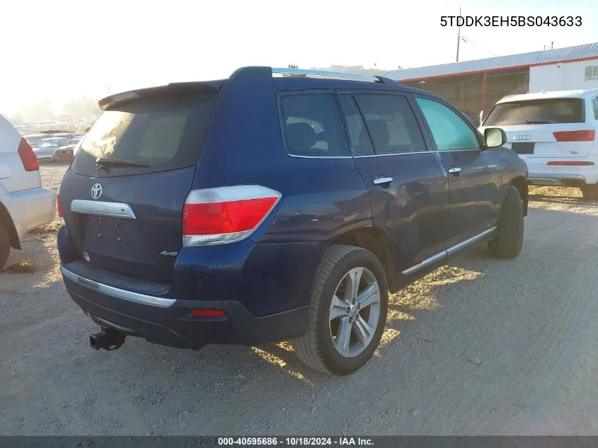 2011 Toyota Highlander Limited V6 VIN: 5TDDK3EH5BS043633 Lot: 40595686