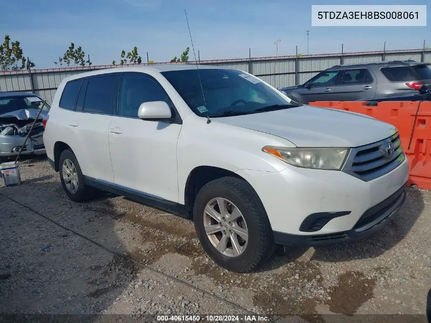 2011 Toyota Highlander VIN: 5TDZA3EH8BS008061 Lot: 40615450