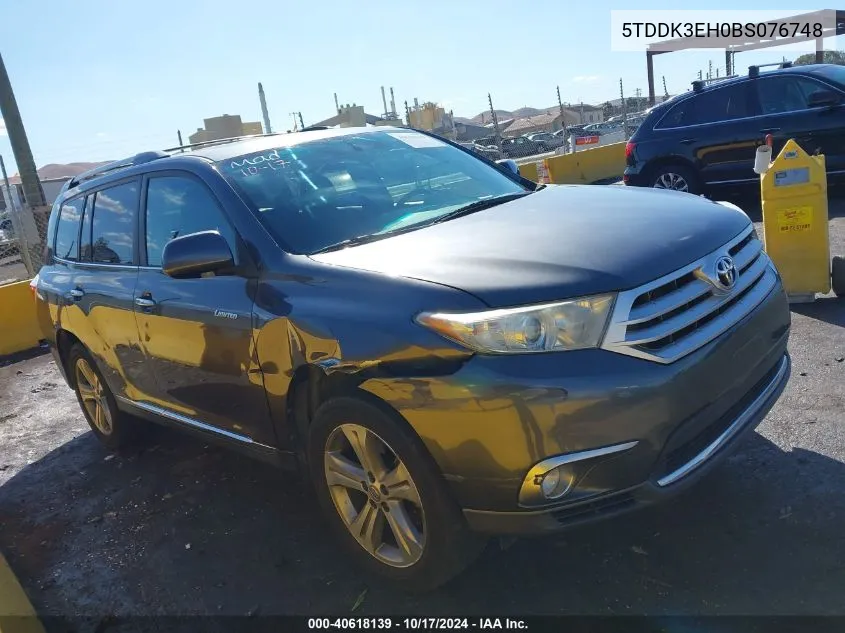 2011 Toyota Highlander Limited V6 VIN: 5TDDK3EH0BS076748 Lot: 40618139