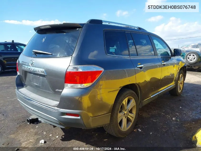 2011 Toyota Highlander Limited V6 VIN: 5TDDK3EH0BS076748 Lot: 40618139