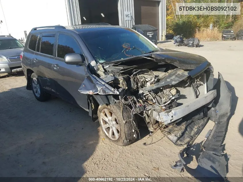 2011 Toyota Highlander Se VIN: 5TDBK3EH0BS092102 Lot: 40662192