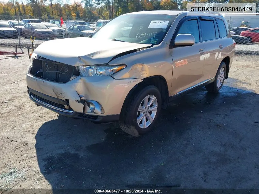 2011 Toyota Highlander Se VIN: 5TDBK3EH6BS046449 Lot: 40663477