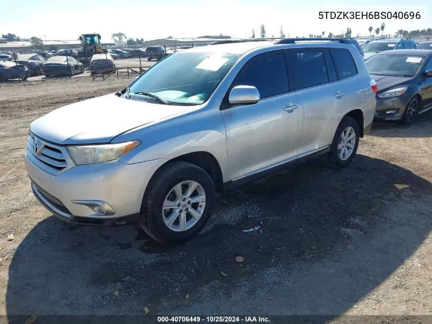 2011 Toyota Highlander Base V6 VIN: 5TDZK3EH6BS040696 Lot: 40706449