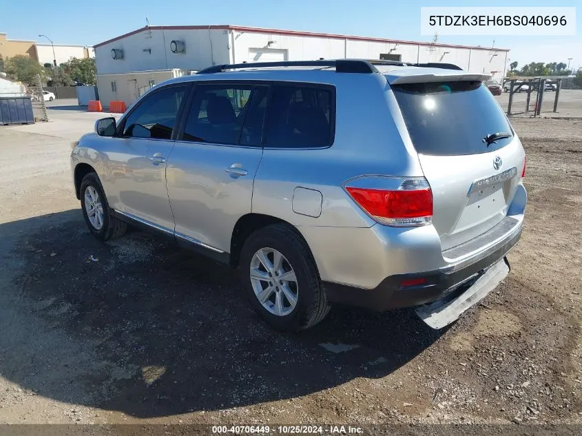 2011 Toyota Highlander Base V6 VIN: 5TDZK3EH6BS040696 Lot: 40706449