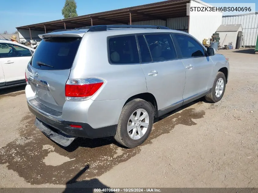 2011 Toyota Highlander Base V6 VIN: 5TDZK3EH6BS040696 Lot: 40706449