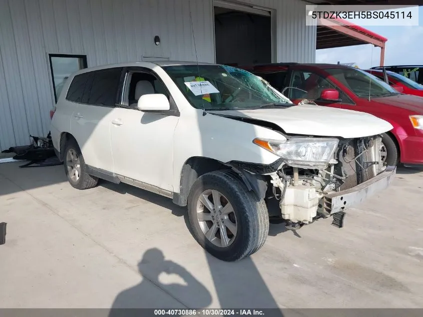 2011 Toyota Highlander Base V6 VIN: 5TDZK3EH5BS045114 Lot: 40730886