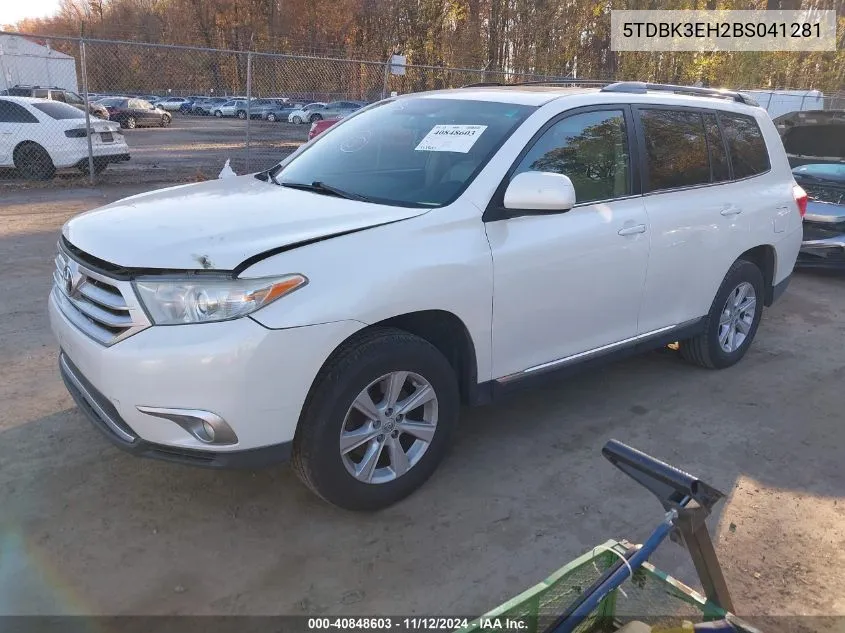 2011 Toyota Highlander Se V6 VIN: 5TDBK3EH2BS041281 Lot: 40848603