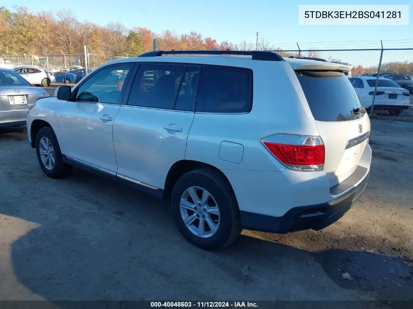 2011 Toyota Highlander Se V6 VIN: 5TDBK3EH2BS041281 Lot: 40848603