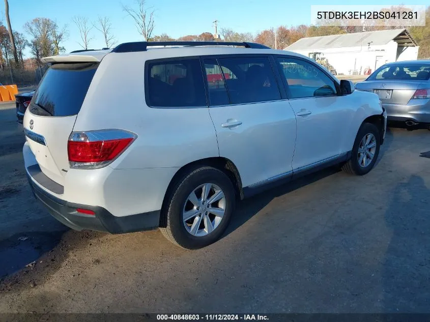 2011 Toyota Highlander Se V6 VIN: 5TDBK3EH2BS041281 Lot: 40848603