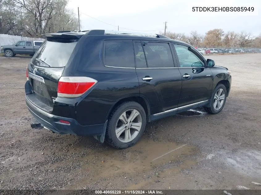 2011 Toyota Highlander Limited V6 VIN: 5TDDK3EH0BS085949 Lot: 40855228