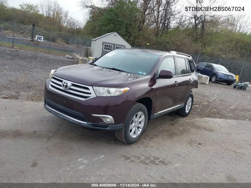 2011 Toyota Highlander Se V6 VIN: 5TDBK3EH2BS067024 Lot: 40859006