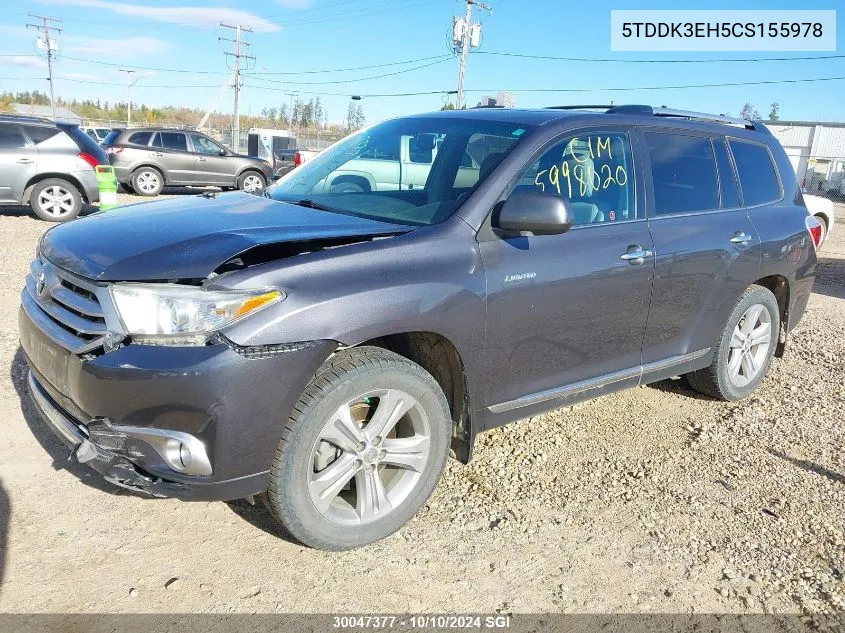 5TDDK3EH5CS155978 2012 Toyota Highlander Limited