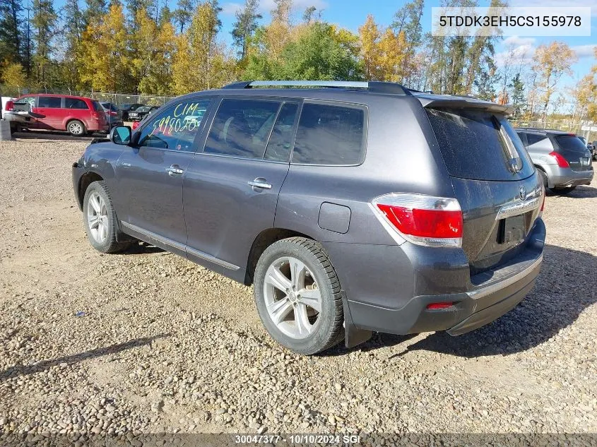 2012 Toyota Highlander Limited VIN: 5TDDK3EH5CS155978 Lot: 30047377