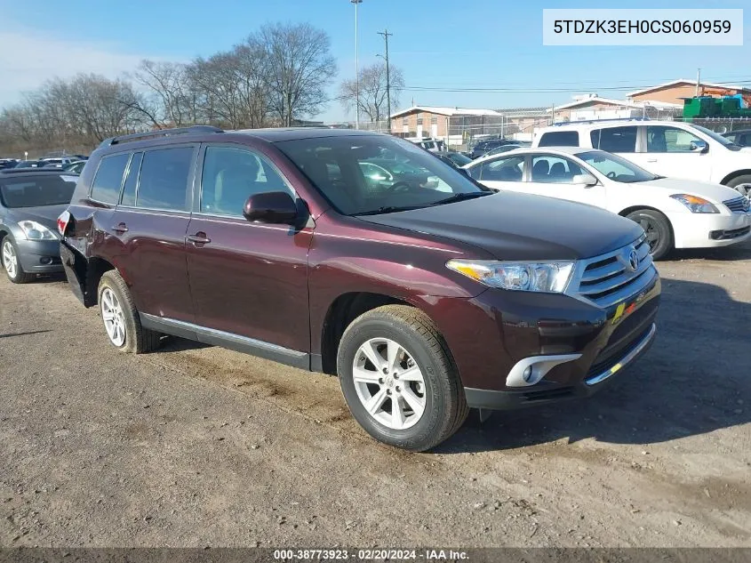 2012 Toyota Highlander Se V6 VIN: 5TDZK3EH0CS060959 Lot: 38773923