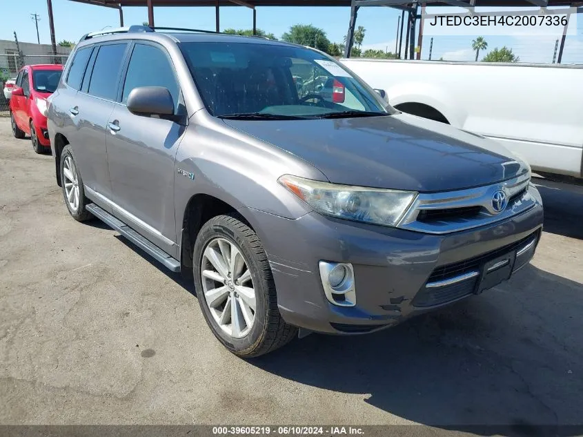 2012 Toyota Highlander Hybrid Limited V6 VIN: JTEDC3EH4C2007336 Lot: 39605219