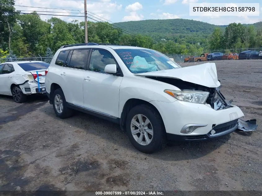 5TDBK3EH8CS158798 2012 Toyota Highlander Se V6