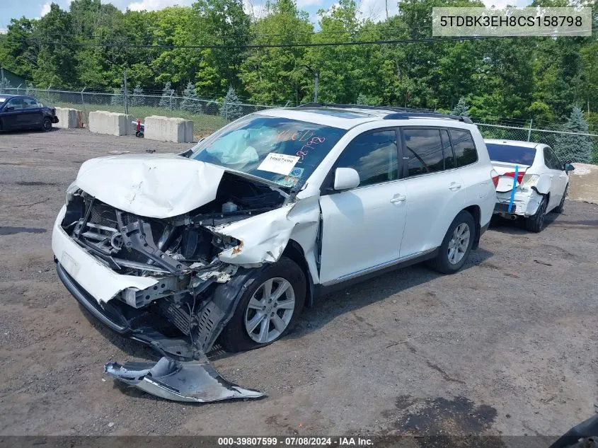 5TDBK3EH8CS158798 2012 Toyota Highlander Se V6