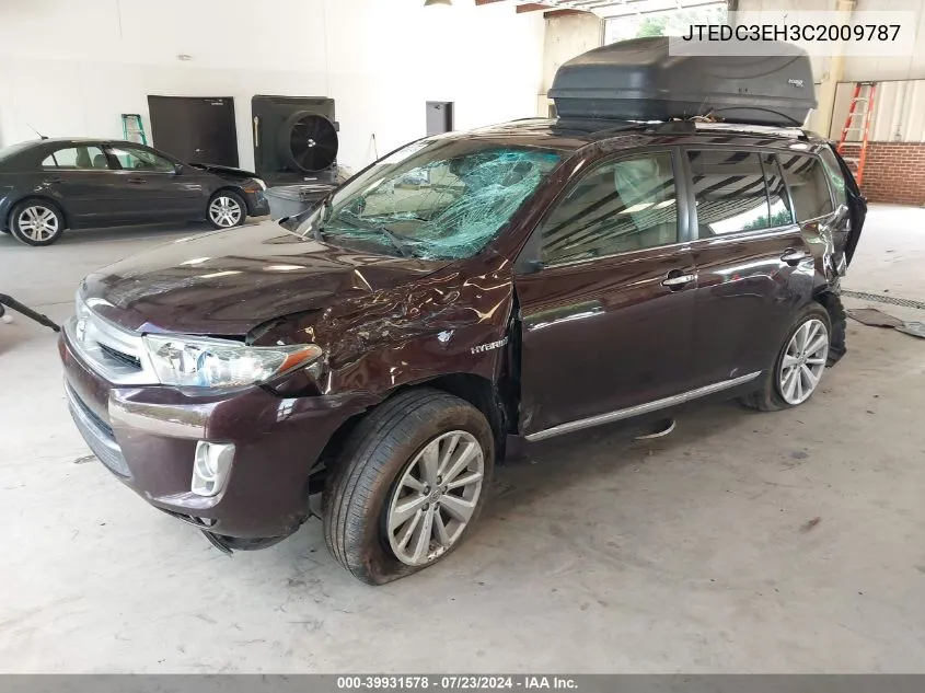 2012 Toyota Highlander Hybrid Limited V6 VIN: JTEDC3EH3C2009787 Lot: 39931578