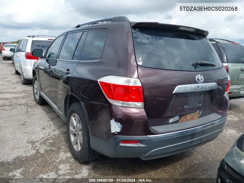 5TDZA3EH0CS020268 2012 Toyota Highlander