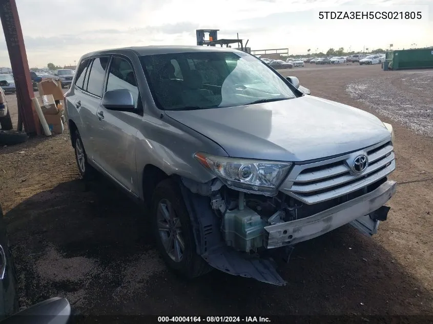 2012 Toyota Highlander VIN: 5TDZA3EH5CS021805 Lot: 40004164