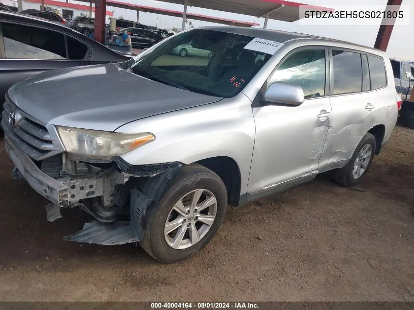 2012 Toyota Highlander VIN: 5TDZA3EH5CS021805 Lot: 40004164