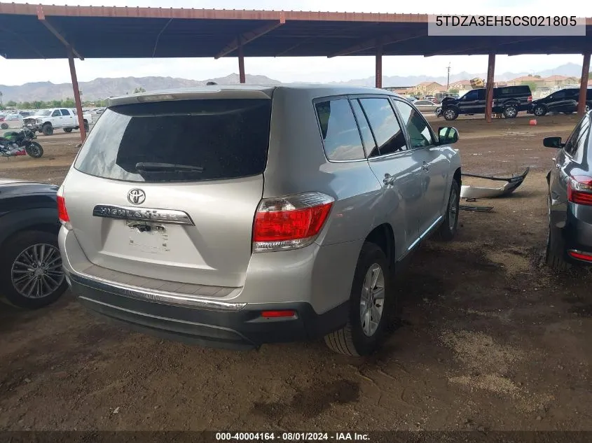 2012 Toyota Highlander VIN: 5TDZA3EH5CS021805 Lot: 40004164