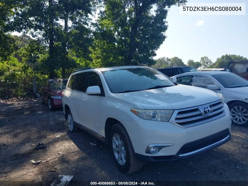 2012 Toyota Highlander Se V6 VIN: 5TDZK3EH6CS080004 Lot: 40068653